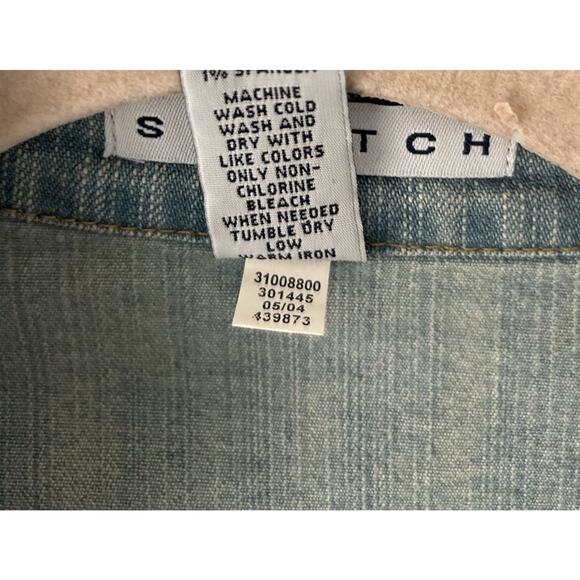 Y2K Vintage GAP Stretch Denim Blazer Jean Light Wash Jacket Medium Fall 2004 - Picture 8 of 15